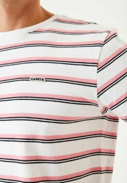 Garcia Striped- T-Shirt Print - White -Clothing 398eef914220461bbbf0117d2eebf168