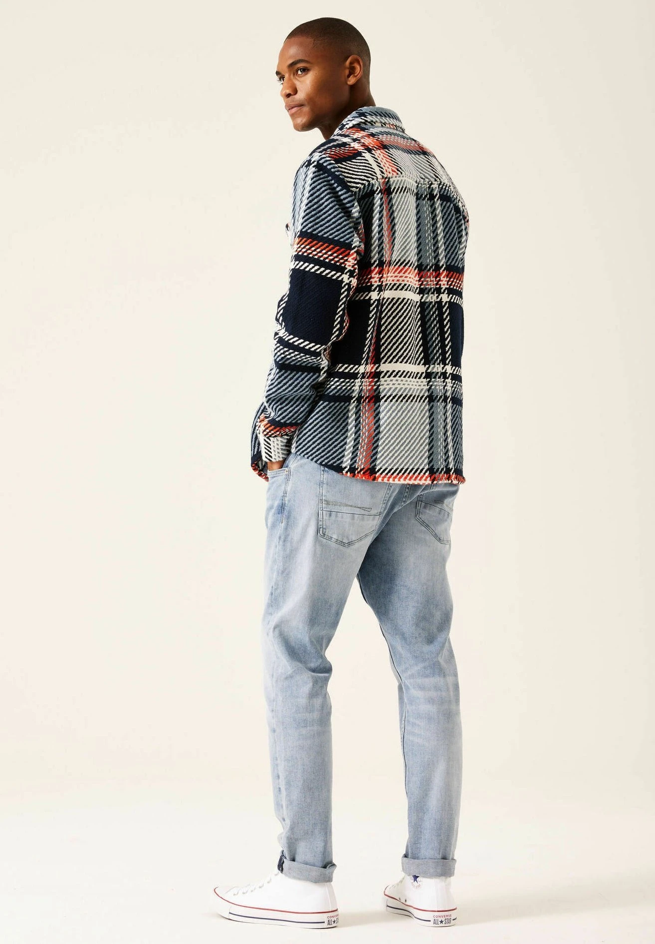 Garcia Checkered - Lichte Jas - Stone Blue 4 Garcia Checkered - Lichte Jas - Stone Blue - Afbeelding 2